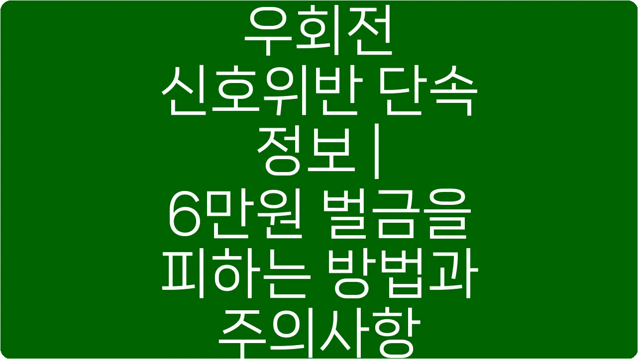 우회전 신호위반 단속 정보 | 6만원 벌금을 피하는 방법과 주의사항