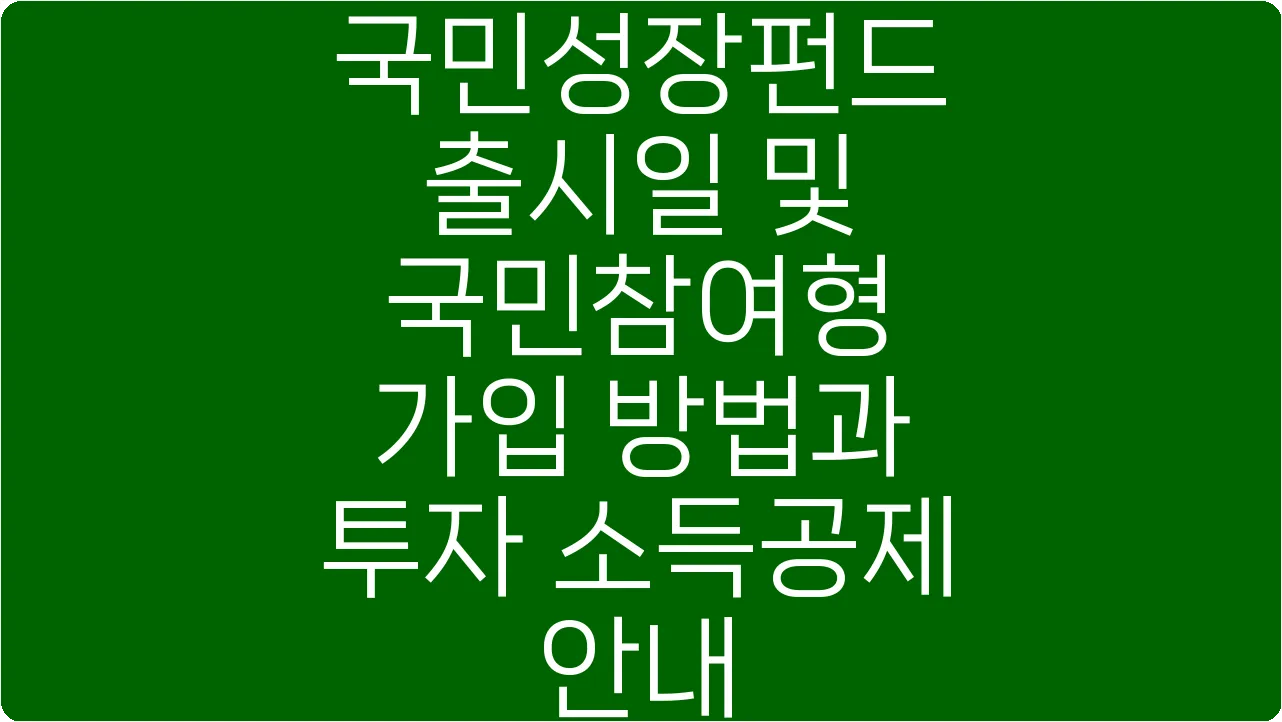 국민성장펀드 출시일 및 국민참여형 가입 방법과 투자 소득공제 안내