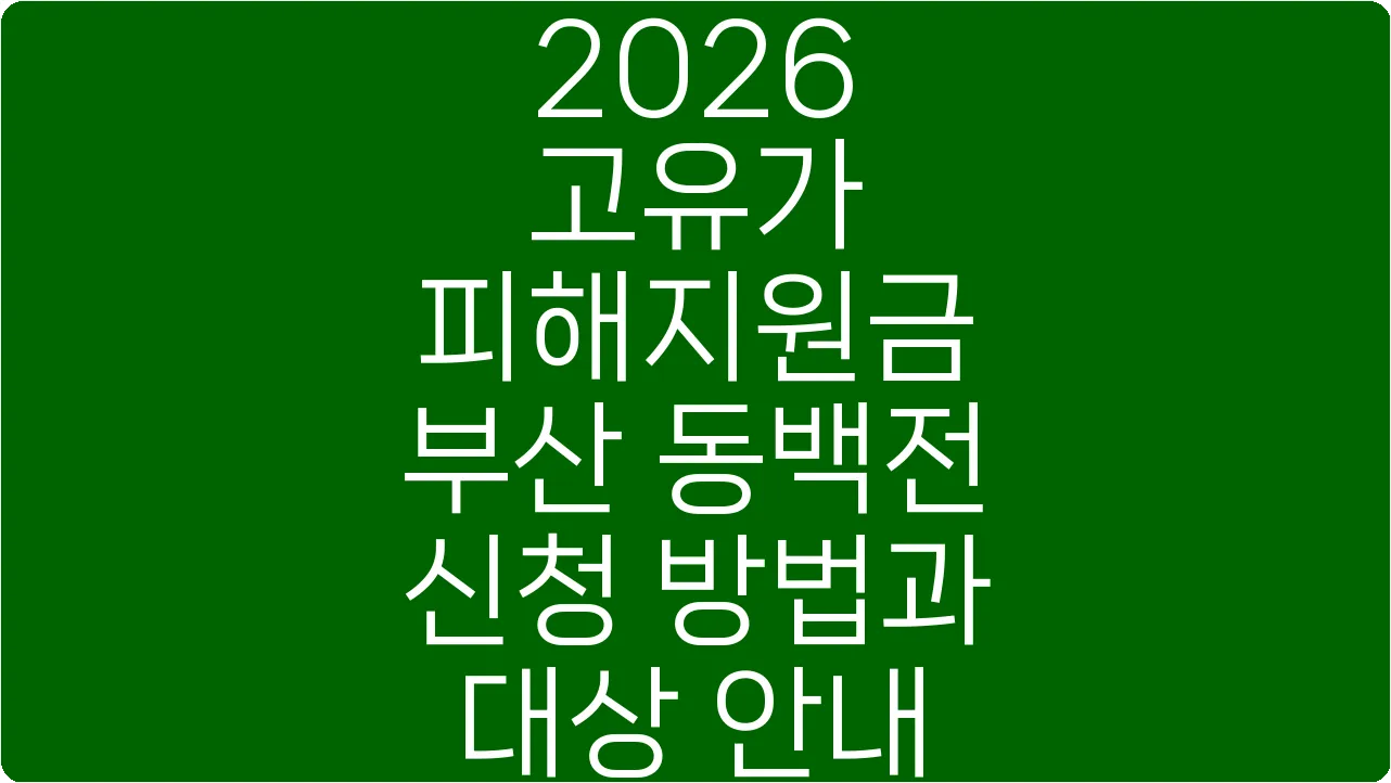 2026 고유가 피해지원금 부산 동백전 신청 방법과 대상 안내