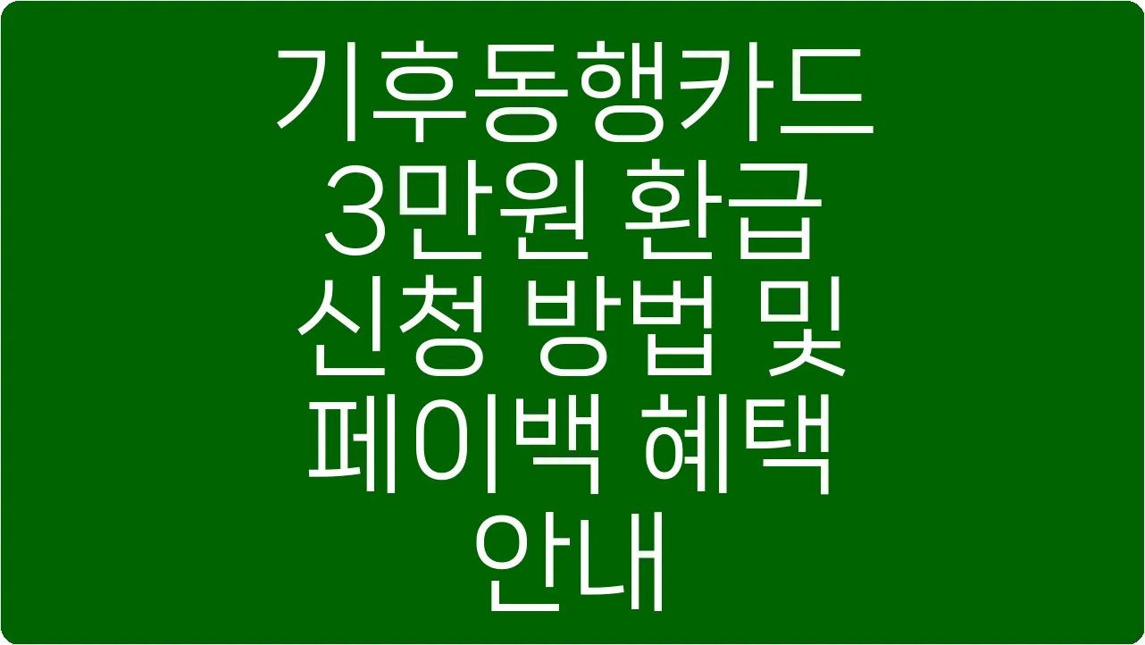 기후동행카드 3만원 환급 신청 방법 및 페이백 혜택 안내