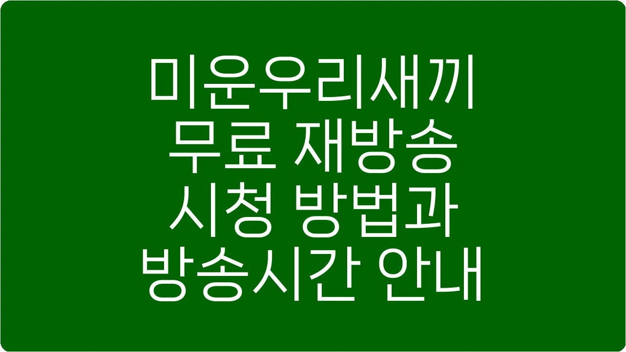 미운우리새끼 무료 재방송 시청 방법과 방송시간 안내