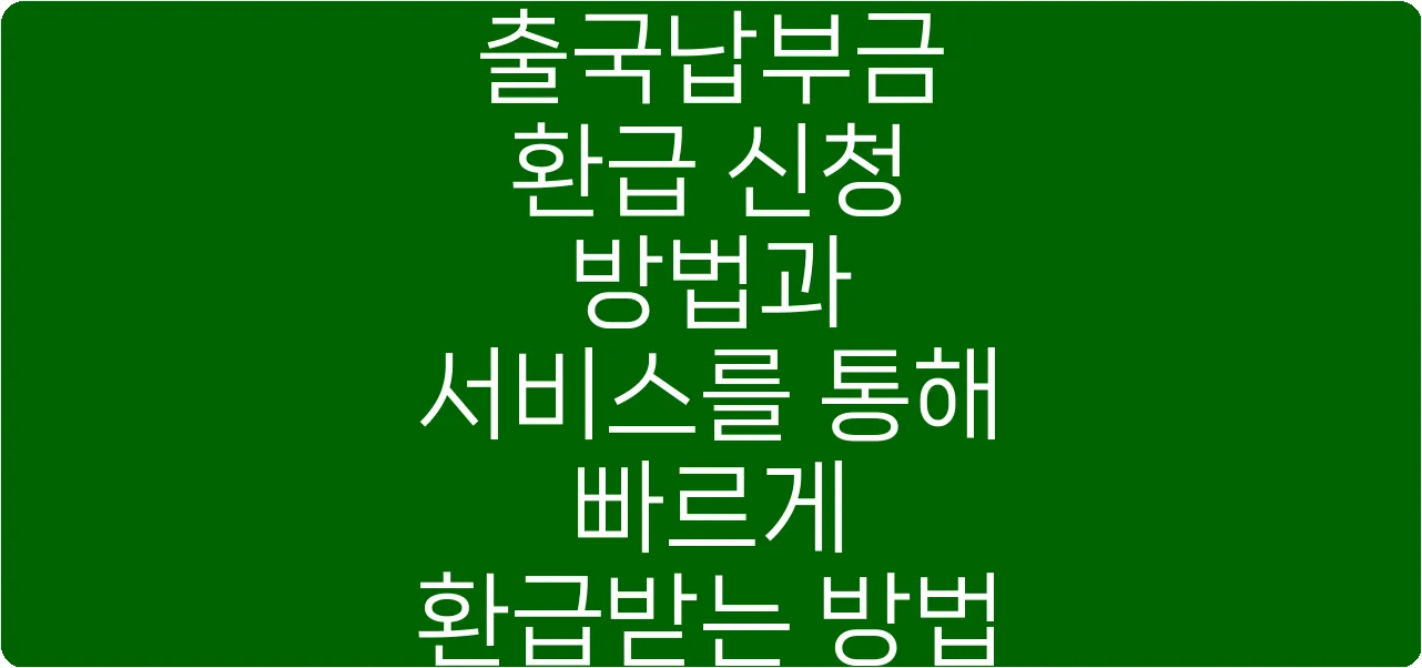 출국납부금 환급 신청 방법과 서비스를 통해 빠르게 환급받는 방법