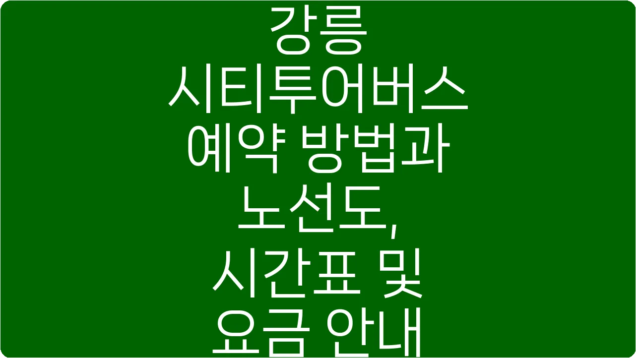 강릉 시티투어버스 예약 방법과 노선도, 시간표 및 요금 안내