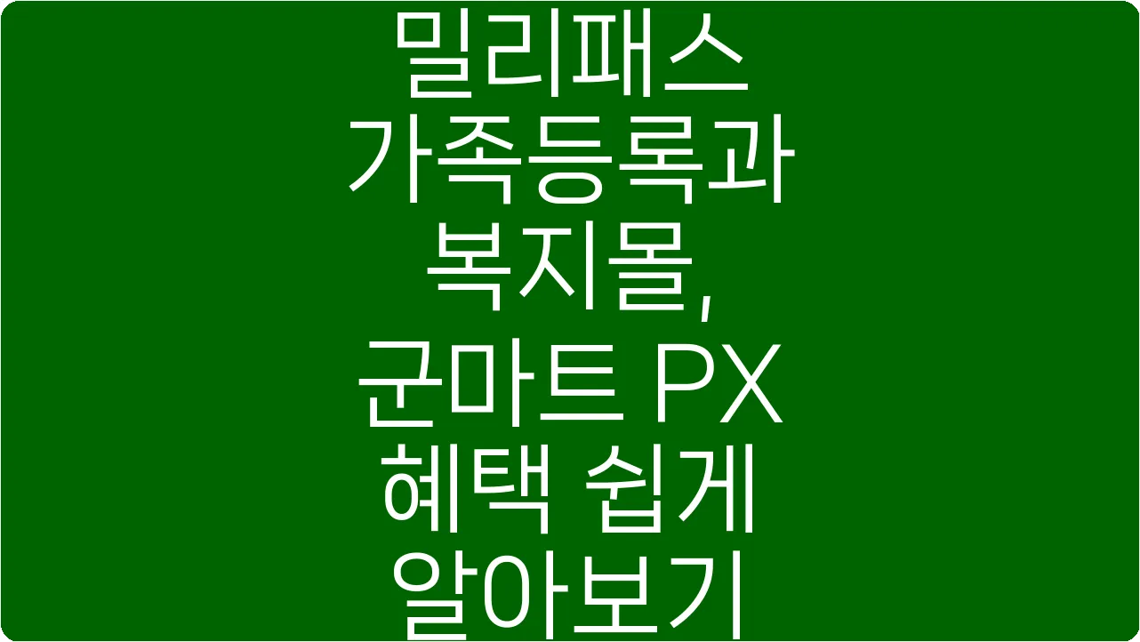 밀리패스 가족등록과 복지몰, 군마트 PX 혜택 쉽게 알아보기
