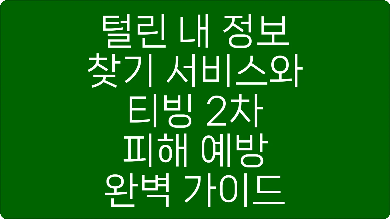 털린 내 정보 찾기 서비스와 티빙 2차 피해 예방 완벽 가이드