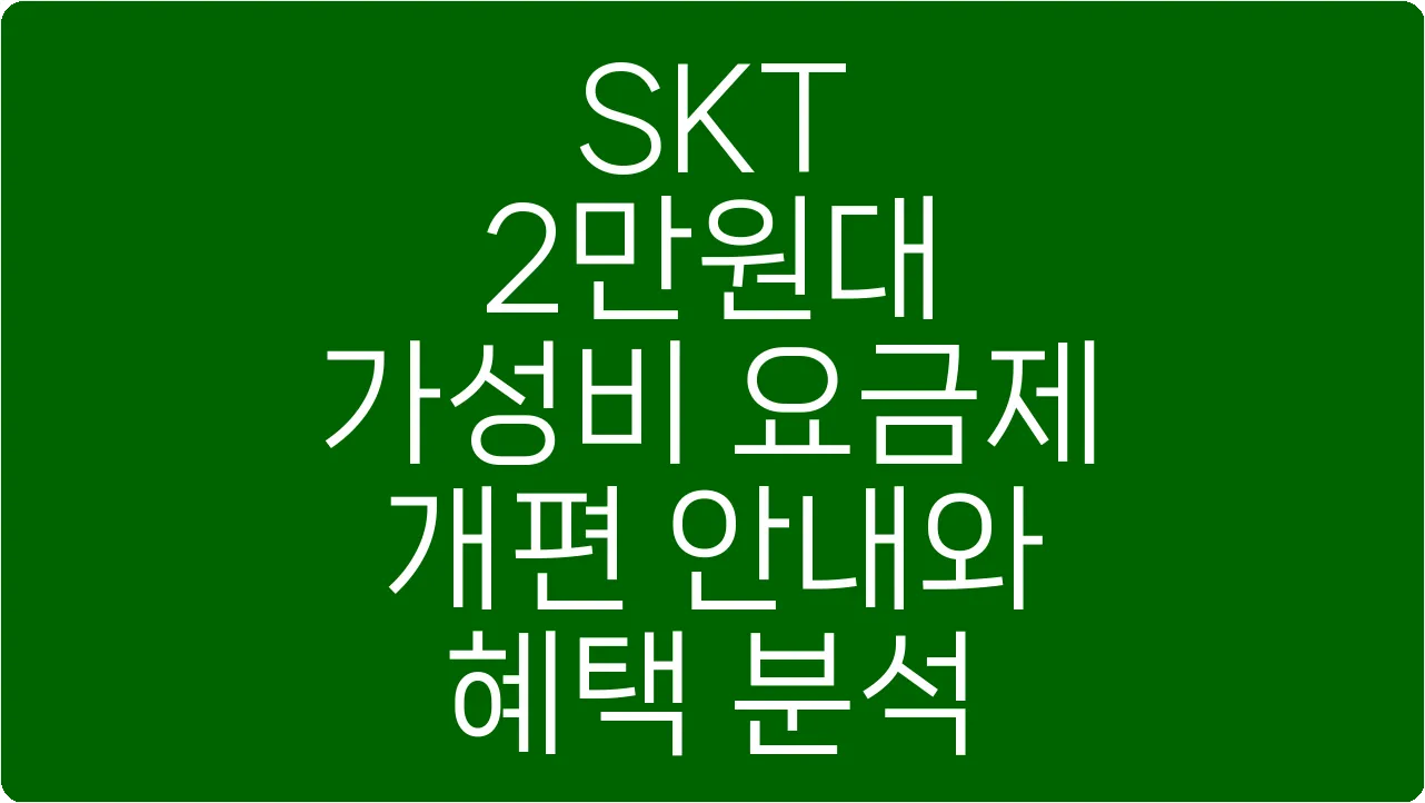 SKT 2만원대 가성비 요금제 개편 안내와 혜택 분석