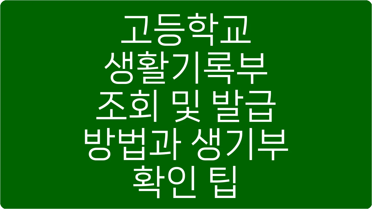 고등학교 생활기록부 조회 및 발급 방법과 생기부 확인 팁