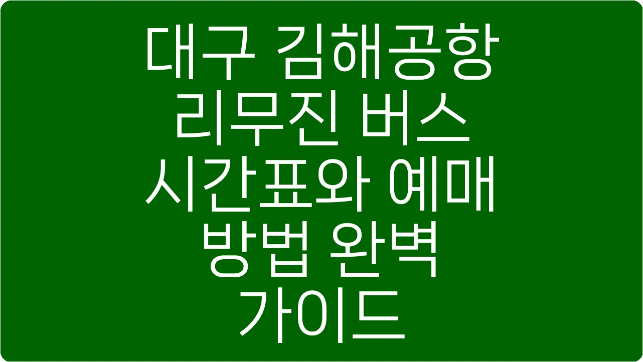 대구 김해공항 리무진 버스 시간표와 예매 방법 완벽 가이드