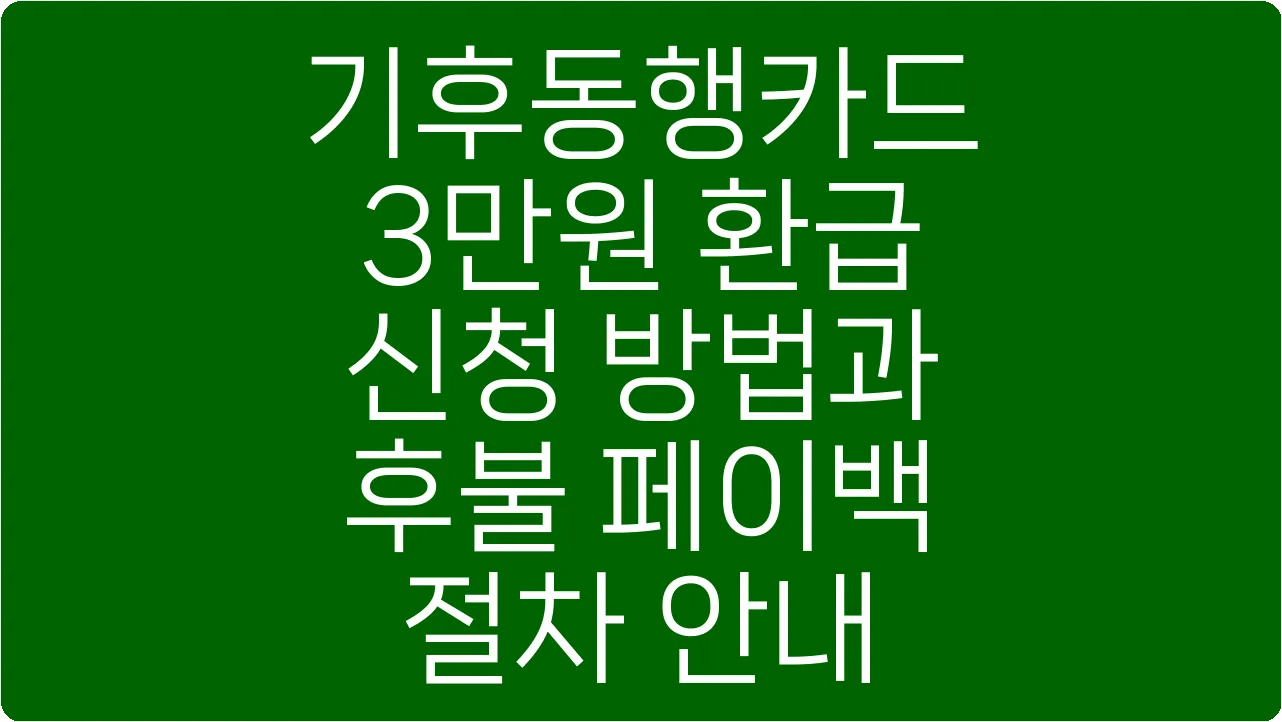 기후동행카드 3만원 환급 신청 방법과 후불 페이백 절차 안내