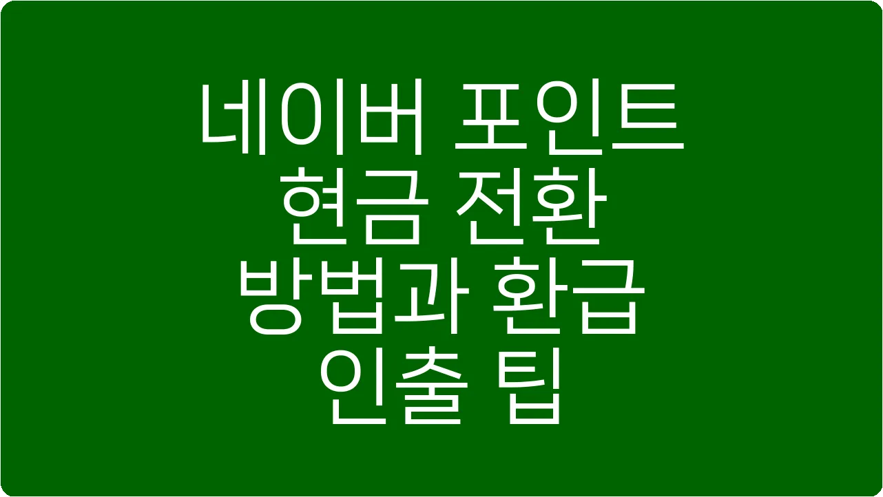 네이버 포인트 현금 전환 방법과 환급 인출 팁