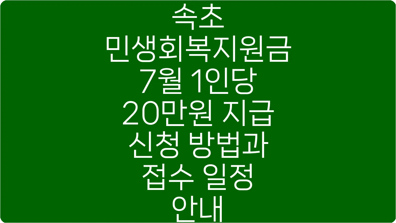 속초 민생회복지원금 7월 1인당 20만원 지급 신청 방법과 접수 일정 안내